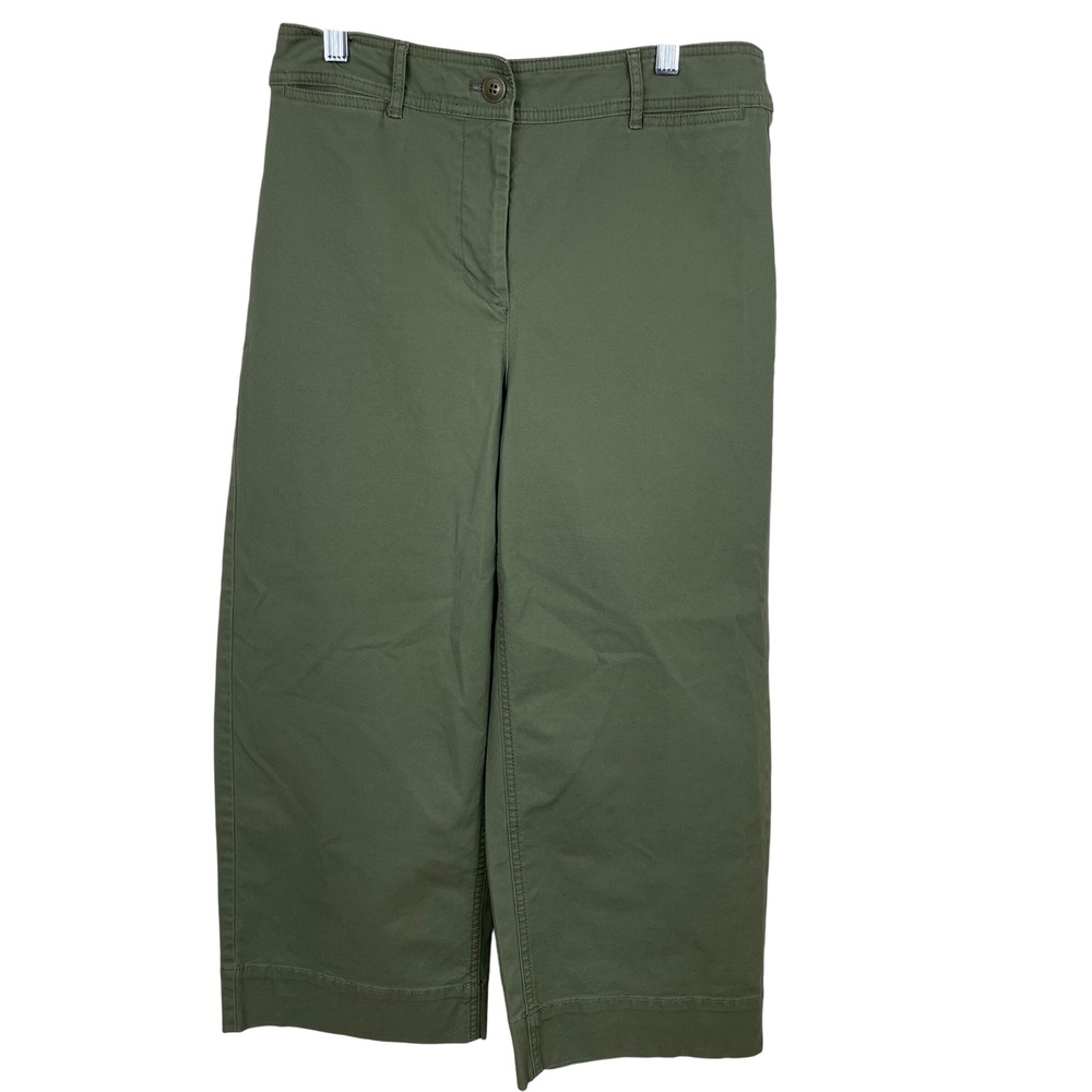 Talbots Women's Olive Green Wide Leg Crop Chino Pants Size 4‎